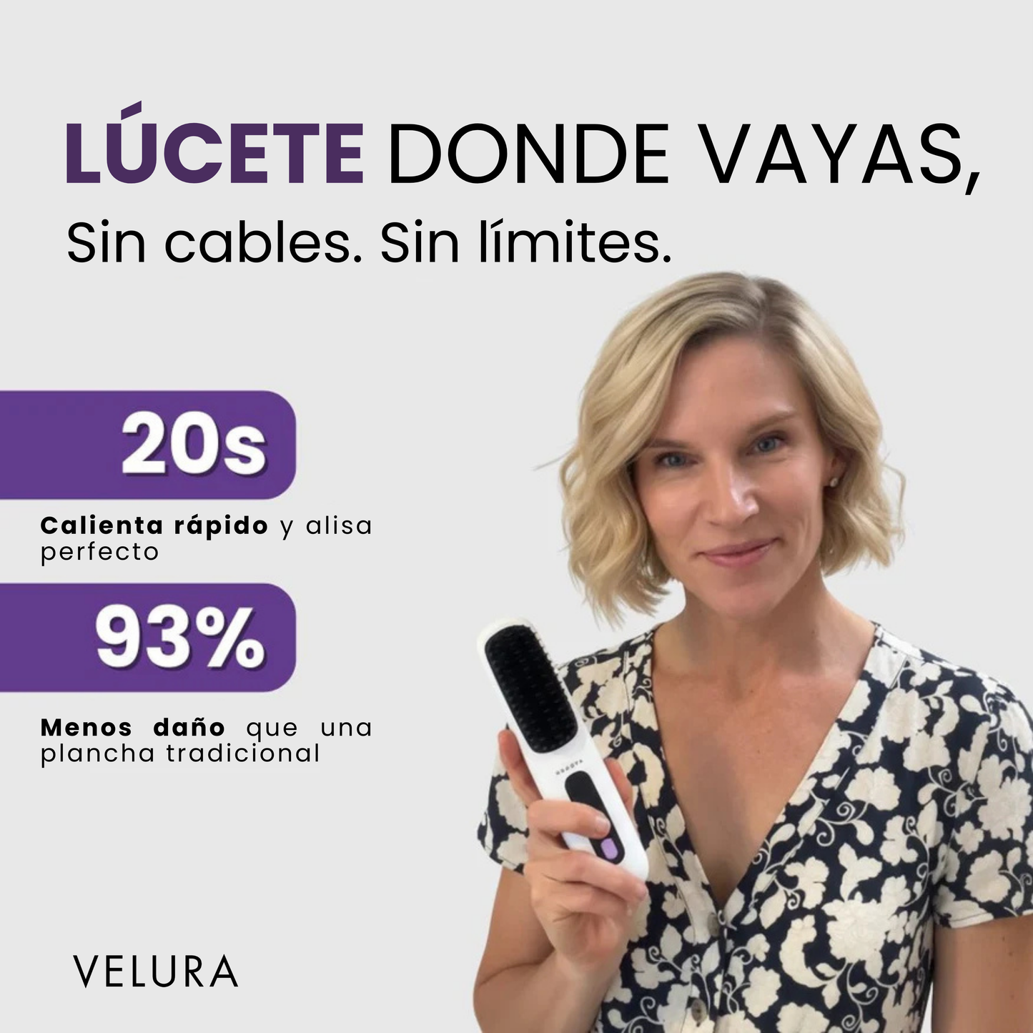 Velura™ - Cepillo Alisador Portátil