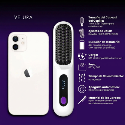 Velura™ - Cepillo Alisador Portátil